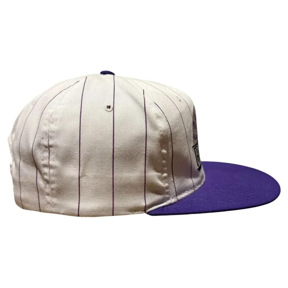 Vintage 90s Colorado Rockies Starter Snapback Hat White Purple Pinstripe NOS NWT